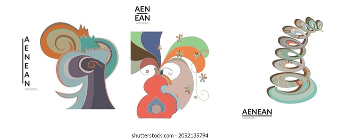 Set of artistic abstract vector illustrations in graffiti wall style. Cubism art design elements isolated on white. Modern mystic natural spiritual idea. Futuristic geometry in hand drawing line.