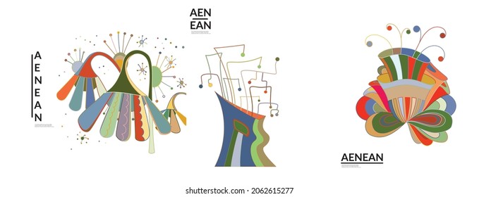 Set of artistic abstract vector illustrations in graffiti wall style. Cubism art design elements isolated on white. Modern mystic natural spiritual idea. Futuristic geometry in hand drawing line.
