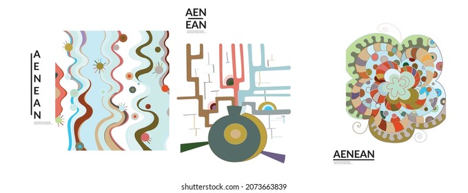 Set of artistic abstract vector illustrations in graffiti wall style. Cubism art design elements isolated on white. Modern mystic natural spiritual idea. Futuristic geometry in hand drawing line.