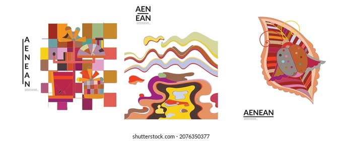 Set of artistic abstract vector illustrations in graffiti wall style. Cubism art design elements isolated on white. Modern mystic natural spiritual idea. Futuristic geometry in hand drawing line.