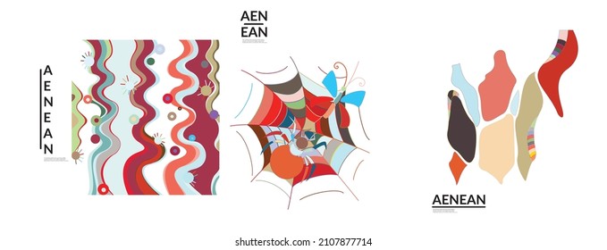 Set of artistic abstract vector illustrations in graffiti wall style. Cubism art design elements isolated on white. Modern mystic natural spiritual idea. Futuristic geometry in hand drawing line.