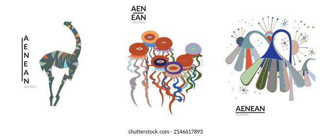 Conjunto de ilustraciones vectoriales abstractas artísticas al estilo de la pared del graffiti. Elementos de diseño artístico cubismo aislados en blanco. Idea espiritual mística moderna y natural. Geometría futurista en línea de dibujo a mano.