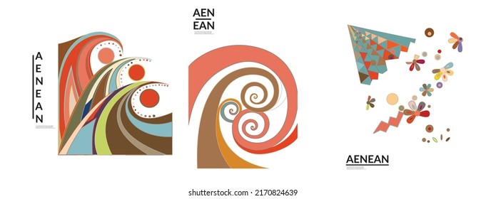 Set of artistic abstract vector illustrations in graffiti wall style. Cubism art design elements isolated on white. Modern mystic natural spiritual idea. Futuristic geometry in hand drawing line.