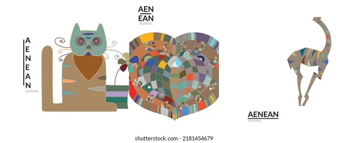 Set of artistic abstract vector illustrations in graffiti wall style. Cubism art design elements isolated on white. Modern mystic natural spiritual idea. Futuristic geometry in hand drawing line.