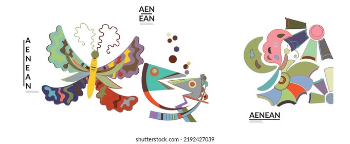 Set von künstlerischen abstrakten Vektorgrafiken im Graffiti-Stil. Kunstdesign-Elemente des Kubismus einzeln auf Weiß. Moderne mystische natürliche spirituelle Idee. Futuristische Geometrie in Handzeichnung.