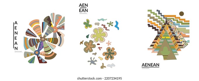 Set of artistic abstract vector illustrations in graffiti wall style. Cubism art design elements isolated on white. Modern mystic natural spiritual idea. Futuristic geometry in hand drawing line.