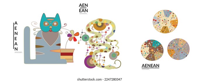 Set of artistic abstract vector illustrations in graffiti wall style. Cubism art design elements isolated on white. Modern mystic natural spiritual idea. Futuristic geometry in hand drawing line.