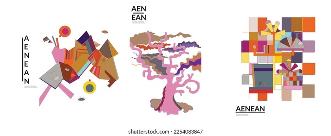 Conjunto de ilustraciones vectoriales abstractas artísticas al estilo de la pared del graffiti. Elementos de diseño artístico cubismo aislados en blanco. Idea espiritual mística moderna y natural. Geometría futurista en línea de dibujo a mano.