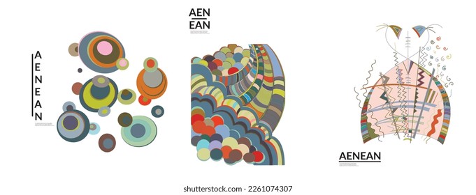 Set of artistic abstract vector illustrations in graffiti wall style. Cubism art design elements isolated on white. Modern mystic natural spiritual idea. Futuristic geometry in hand drawing line.