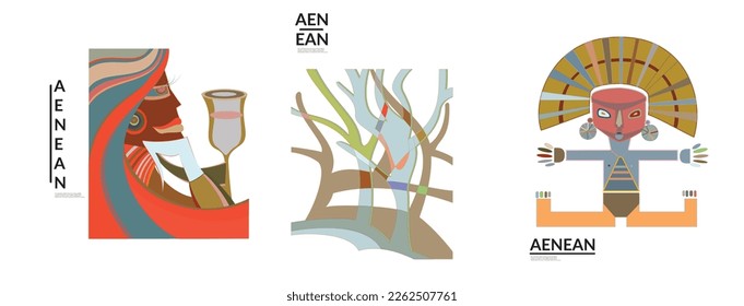 Set of artistic abstract vector illustrations in graffiti wall style. Cubism art design elements isolated on white. Modern mystic natural spiritual idea. Futuristic geometry in hand drawing line.