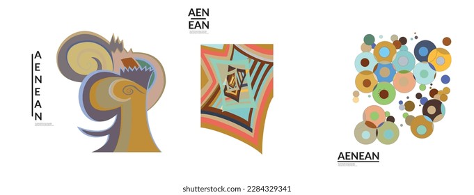 Set of artistic abstract vector illustrations in graffiti wall style. Cubism art design elements isolated on white. Modern mystic natural spiritual idea. Futuristic geometry in hand drawing line.
