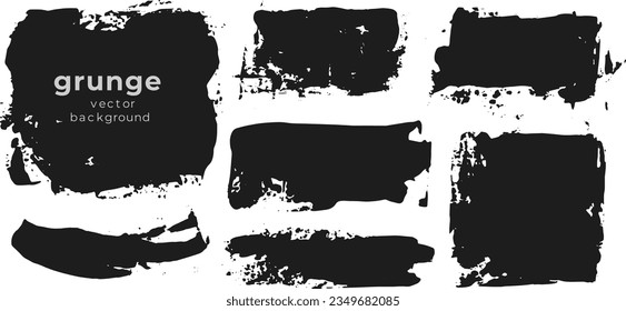 Set of artistic black backgrounds. Paint strokes  texture. Grunge design vector elements.