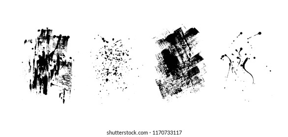 Set of artistic black grunge backgrounds. Vector texture. Dirty artistic design element.