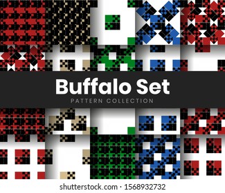 Set artistic buffalo pattern collection, seamless concept, Check Plaid Patterns Backgrounds. Camel Beige and White Flannel Shirt Tartan Patterns. Tiles Vector  Illustration for Wallpapers