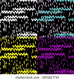 Set of artistic colorful seamless pattern.