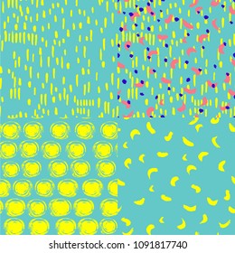 Set of artistic colorful seamless pattern.