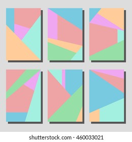 Set of artistic colorful universal cards. Wedding, anniversary, birthday, holiday, party. Design for poster, card, invitation. Memphis style