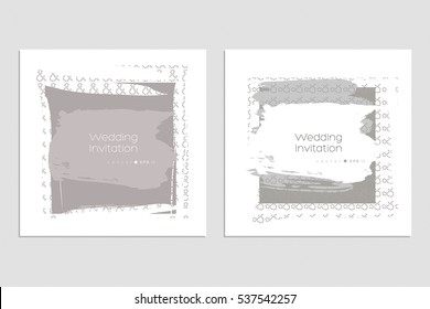 Set of artistic creative abstract cards. Hand Drawn textures. Wedding, anniversary. Design for poster, card, invitation, brochure, flyer. 