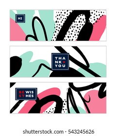 Set of artistic creative cards with hand drawn shapes and textures
Universal templates for invitation.
