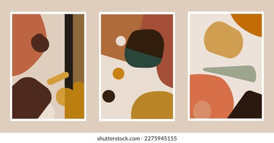 Set of artistic creative universal cards. Hand Drawn textures. Vector illustration. Flat color style