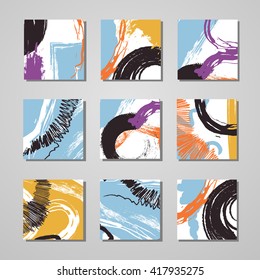 Set of artistic creative universal cards. Wedding, anniversary, birthday, Valentine's day, party. Design for poster, card, invitation, placard, brochure, flyer. Vector illustration.
