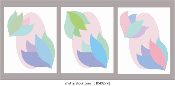 Set of artistic creative universal cards. Wedding, anniversary, birthday, Valentine's day, party. Design for poster, card, invitation, placard, brochure. Vector. Isolated.