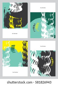 Set of artistic creative universal cards. Hand Drawn textures. Wedding, anniversary, birthday, Valentine's day, party. Design for postcard, invitation, placard, brochure, flyer. Vector illustration