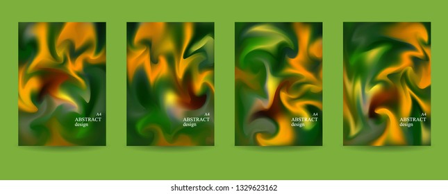 Set of artistic creative universal cards.Trendy design of colorful marbled liquid paints for wedding, anniversary, birthday, brochure, flyer ,cards, banners, covers. A4 template.