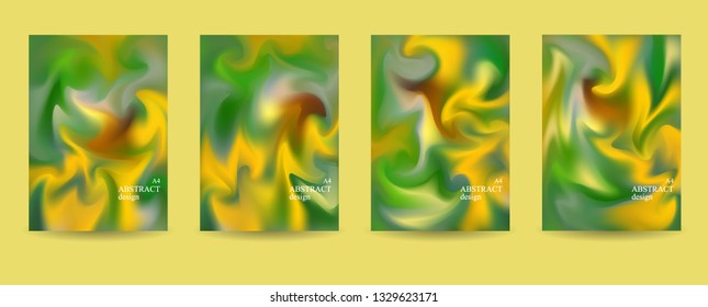 Set of artistic creative universal cards.Trendy design of colorful marbled liquid paints for wedding, anniversary, birthday, brochure, flyer ,cards, banners, covers. A4 template.