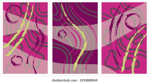 Set of artistic geometric background designs. Hand-drawn vector illustration. Stylish design for print. Stylish background for text.