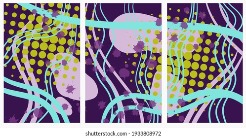 Set of artistic geometric background designs. Hand-drawn vector illustration. Stylish design for print. Stylish background for text.