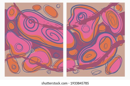 Set of artistic geometric background designs. Hand-drawn vector illustration. Stylish design for print. Stylish background for text.
