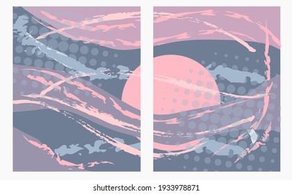 Set of artistic geometric background designs. Hand-drawn vector illustration. Stylish design for print. Stylish background for text.
