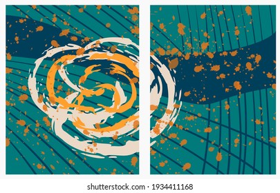 Set of artistic geometric background designs. Hand-drawn vector illustration. Stylish design for print. Stylish background for text.