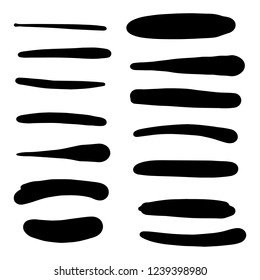 Set of artistic hand drawn pen brushes. Hand sketched rough marker underlines