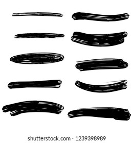 Set of artistic hand drawn pen brushes. Hand sketched rough marker underlines