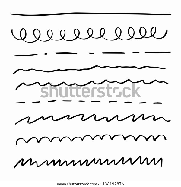 Set of artistic\
hand drawn pen brushes. Hand drawn grunge rough marker underlines\
isolated on white\
background