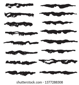 Set of artistic ink brushes. Hand drawn grunge strokes