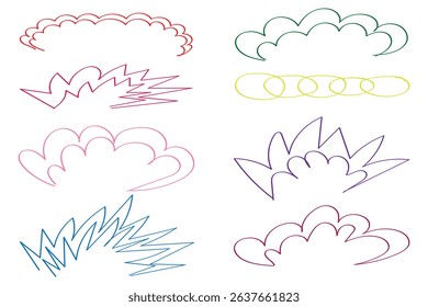 Set of artistic ink lines, brushes, underlines, sketch hand-drawn strokes. Vector brushes. Straight lines of a marker or brush for highlighting and underlining. Vector illustration.