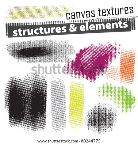 Set of artistic natural media grunge elements - canvas texture