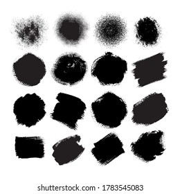 Set of artistic paints blots. Spray splash. Ink stain collection. Vector illustration.