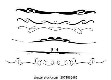 Set of artistic pen brushes. Hand drawn grunge strokes. Doodle design elements. Hand drawn collection set of underline strokes in marker brush doodle style.