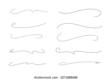 Conjunto de pinceles artísticos para la pluma. Golpes de grano dibujados a mano. Elementos de diseño Doodle. Conjunto de colecciones dibujadas a mano de trazos de subrayado en el estilo de doodle de pincel marcador.