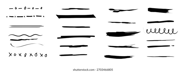 set of artistic pen brushes hand drawn grunge strokes