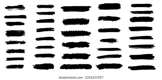 Set of artistic pen brushes. Set of vector grunge brushes. Collection of strokes of markers.