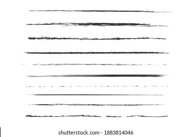 Set of artistic pen brushes.Doodles, ink brushes.Set of vector grunge brushes. Collection of strokes of markers. Set of wavy horizontal lines