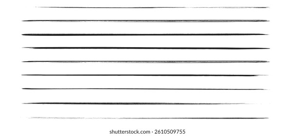 Set of artistic pen brushes.Doodles, ink brushes.Set of vector grunge brushes. Collection of strokes of markers. Set of wavy horizontal lines