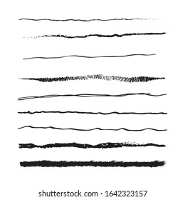 Set of artistic pencil brushes. Hand drawn grunge strokes. Vector illustration.