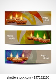 set of artistic religious vector web header/banner designs for diwali. vector illustration