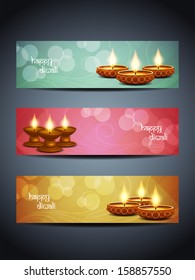 set of artistic religious vector web header/banner designs for diwali. vector illustration